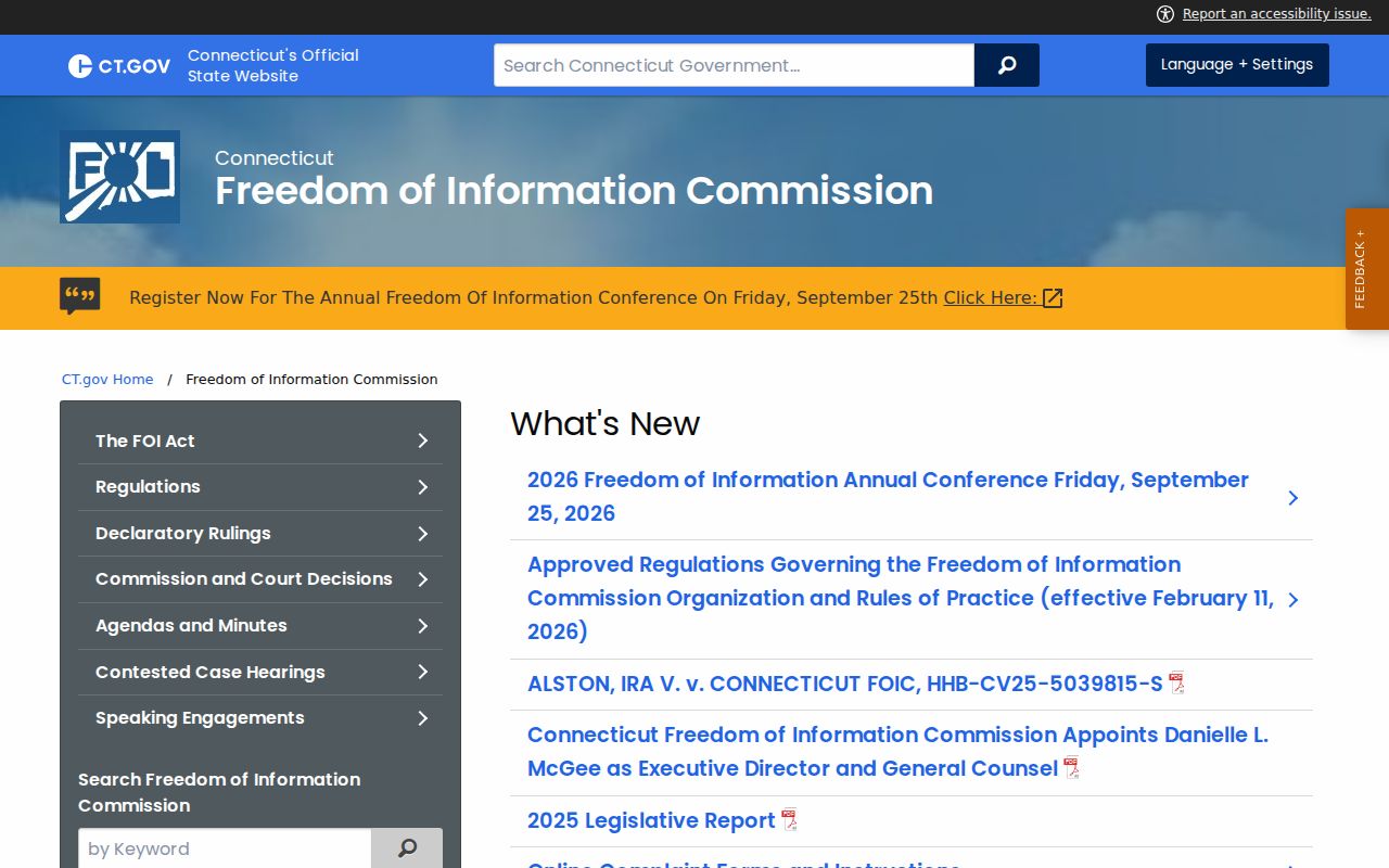 Litchfield County bench warrant records and Connecticut FOI portal